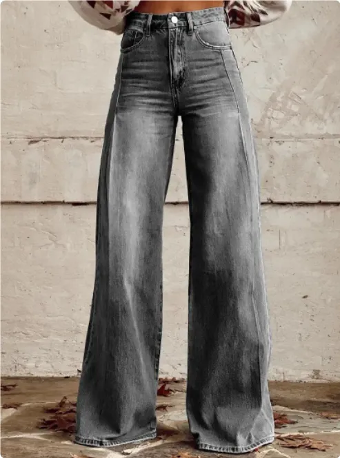Wide legged Pants Thermal Transfer Bell bottom Pants Simulation Denim Trousers Wcbe0019 - Shop at LoveMi