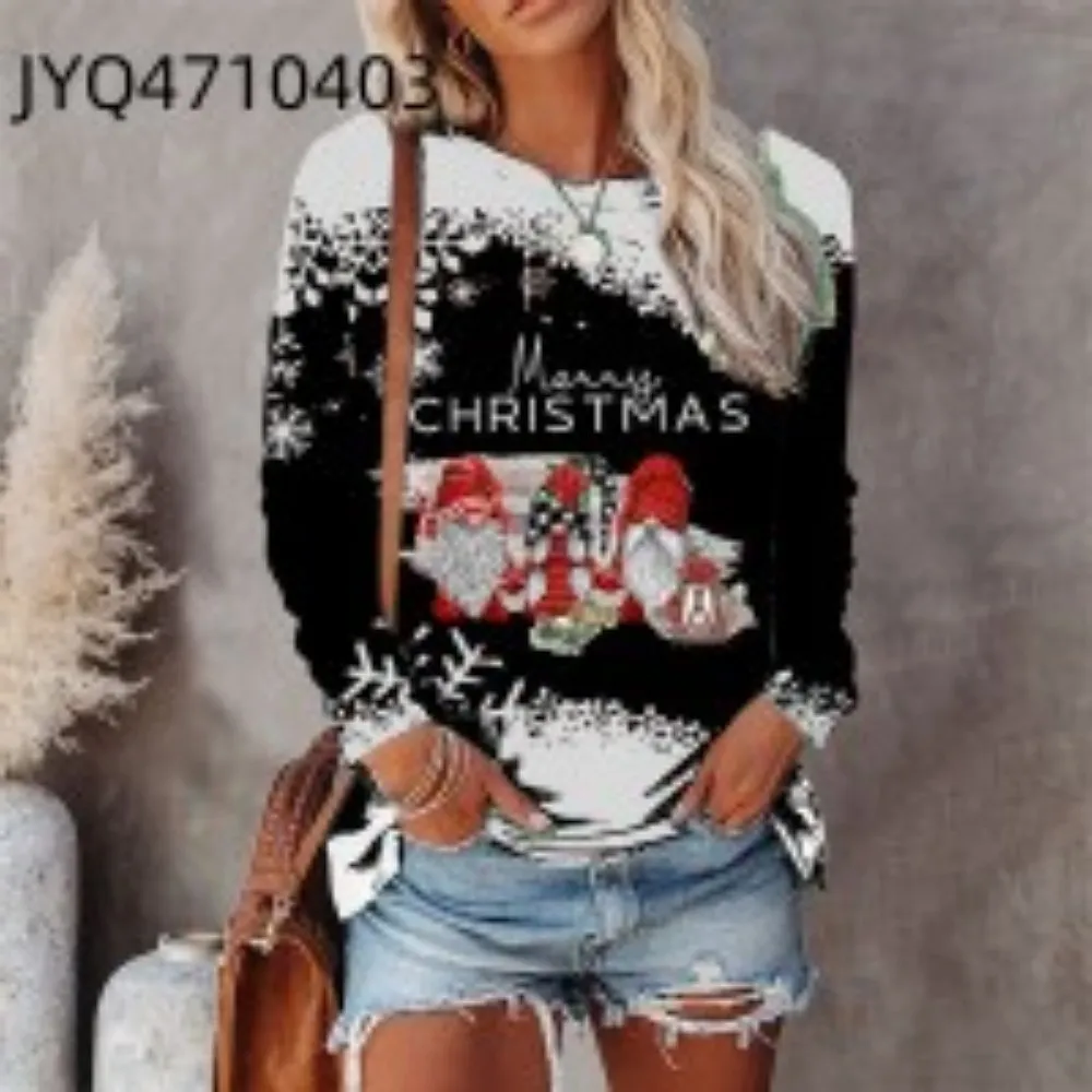 Round Neck T-shirt Loose Casual Top Women - Jyq4710403-Xs