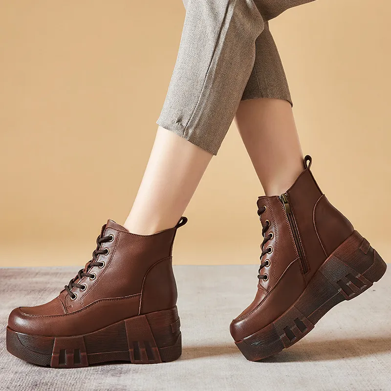 Women's Fashion Personality All-match Ankle Boots - Brown