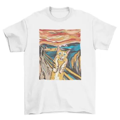 Creative Printing Round Neck Loose Women's White Short Sleeve - L110231