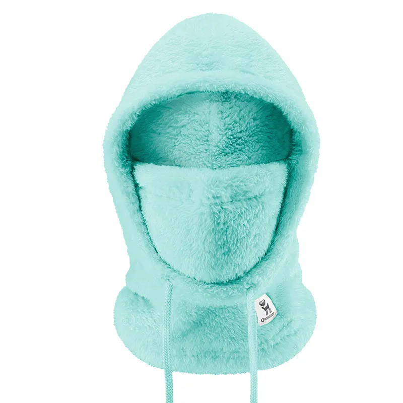 Warm Ski Hood Fleece Full Face Cycling Mask - Sea Foam Green