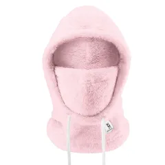 Warm Ski Hood Fleece Full Face Cycling Mask - Pink - View 1