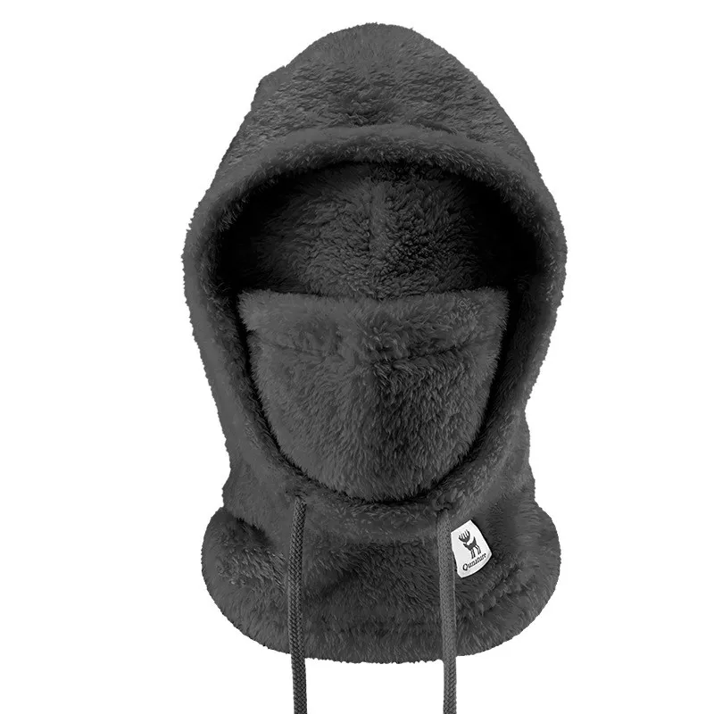 Warm Ski Hood Fleece Full Face Cycling Mask - Gray