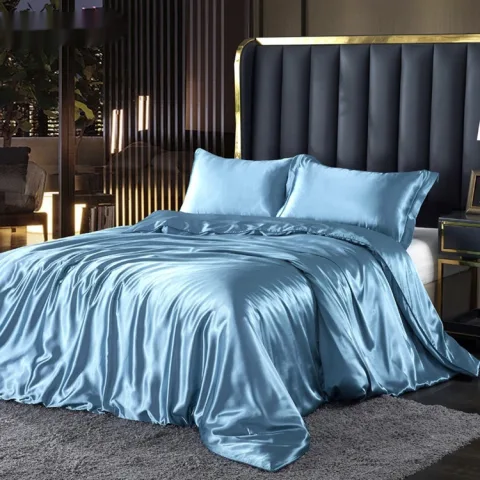 Artificial Silk Double-sided Satin Quilt Cover Bed Sheet Four-piece