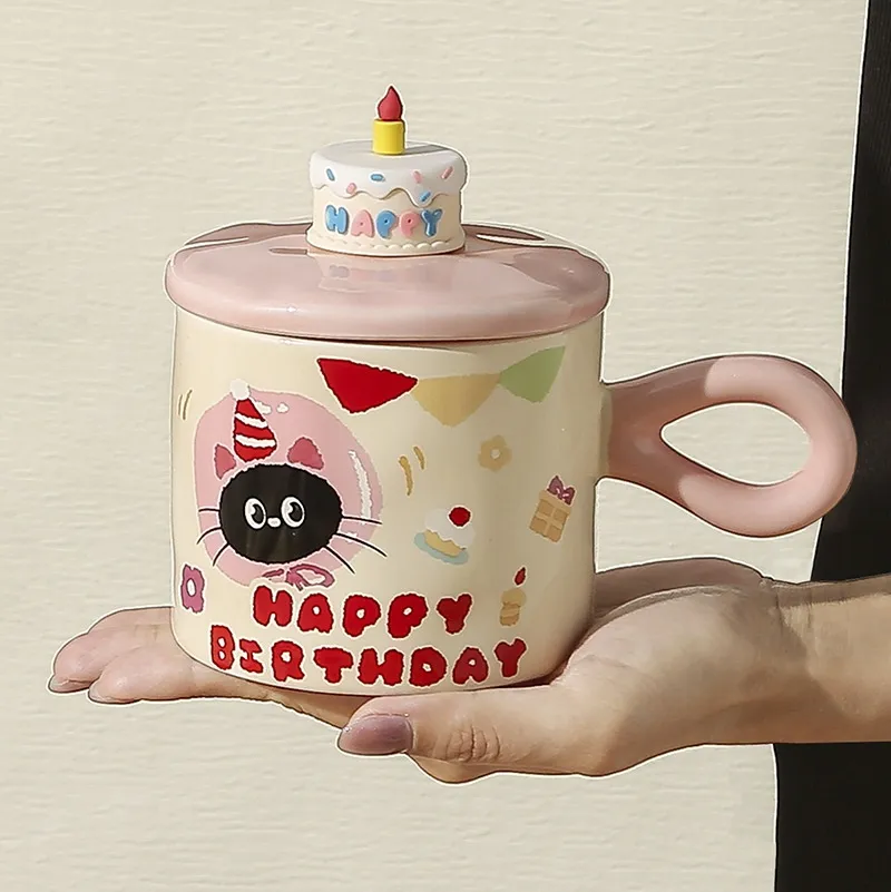 Gift Box With Hand Gift Birthday Gift Breakfast Cup - Pink Cat