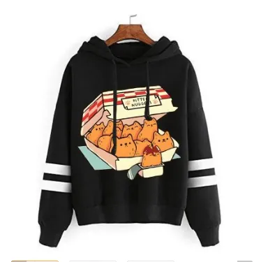 Autumn And Winter European And American Cat Digital Printing Hoodie Black - Shop at LoveMi