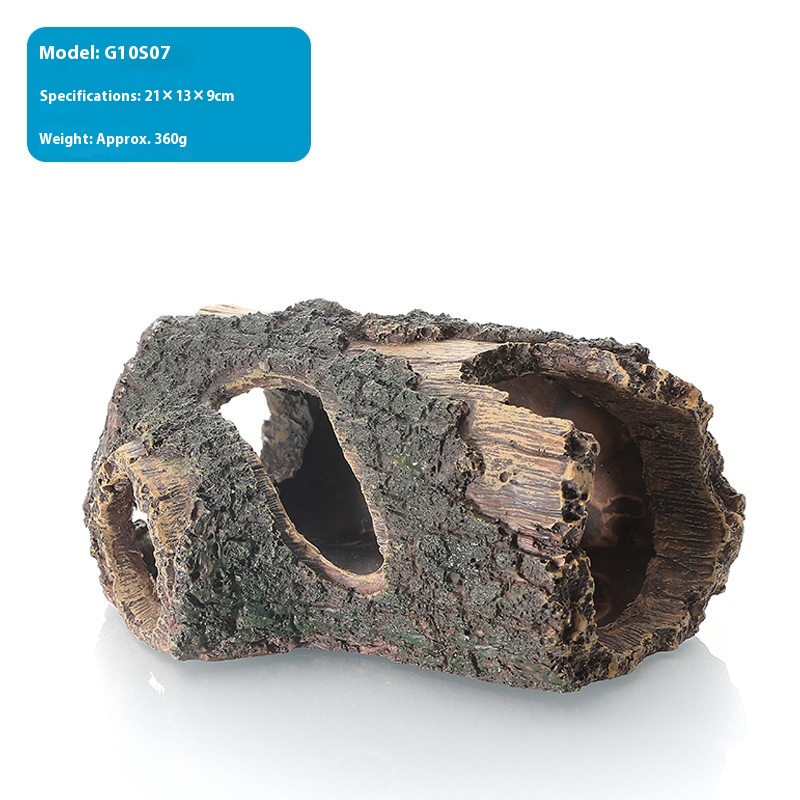 طقم تزيين حوض سمك بتصميم المناظر الطبيعية بمواد راتنجية وأخشاب طبيعية