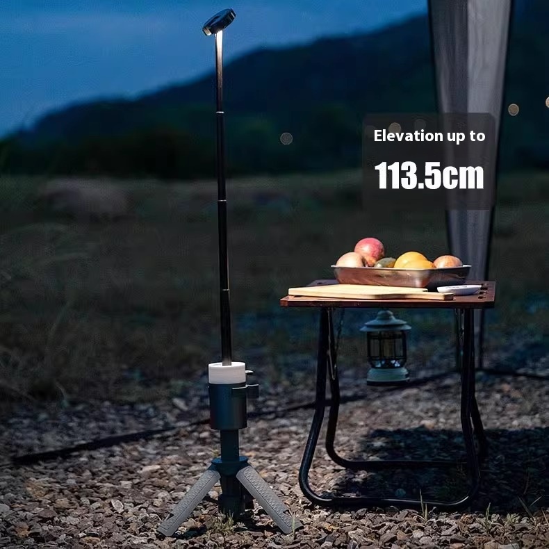 Portable Camping Lantern Multi-functional Outdoor Aluminum Alloy Retractable Bracket Long Endurance Ambience Light