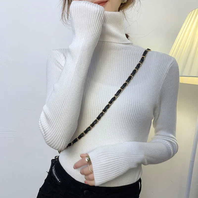 Undershirt Korean Style Black All-matching Western Style Slim Fit Women - White