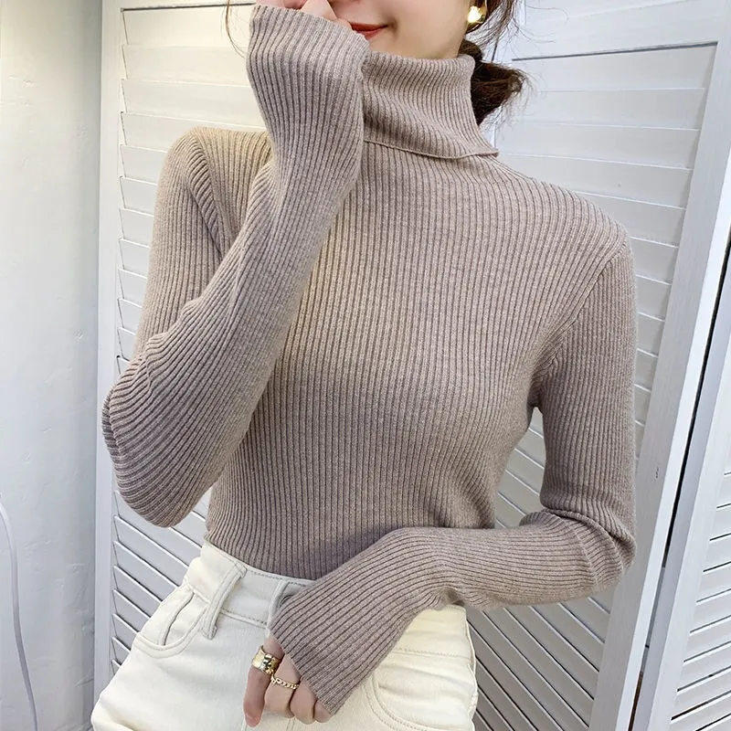 Undershirt Korean Style Black All-matching Western Style Slim Fit Women - Camel