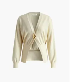European And American One Button Long Sleeve Waist-controlled Top - Beige - View 1