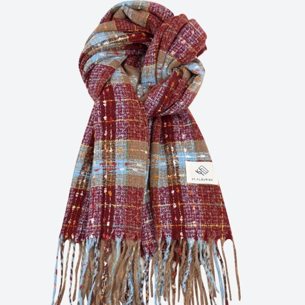 Autumn And Winter Warm Versatile Atmosphere Christmas Red Grid Scarf For Women