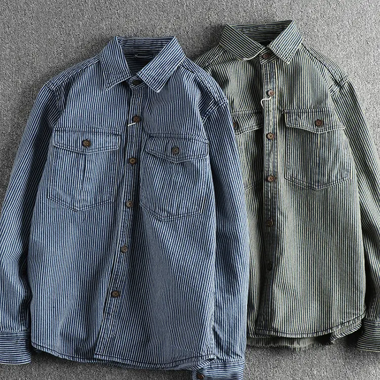 Washed Vintage Denim Shirt for Men