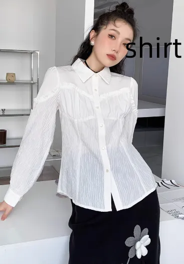 Detachable Three-dimensional Flower Black Knitted Vest Skirt Suit - White Shirt