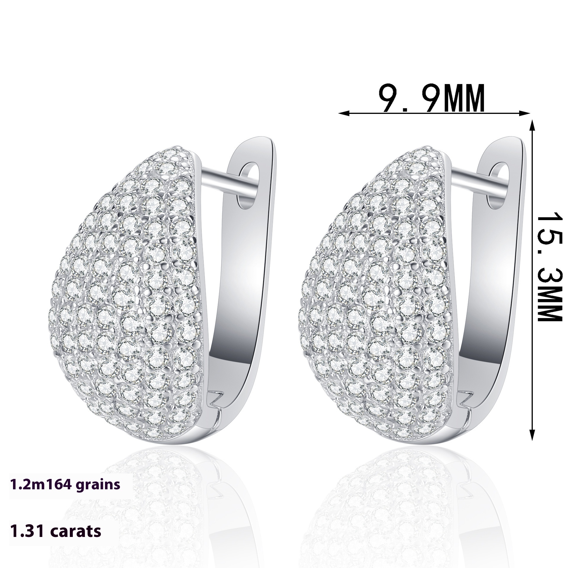 Sterling Silver Full Drop Pear-shaped Simple Stud Earrings