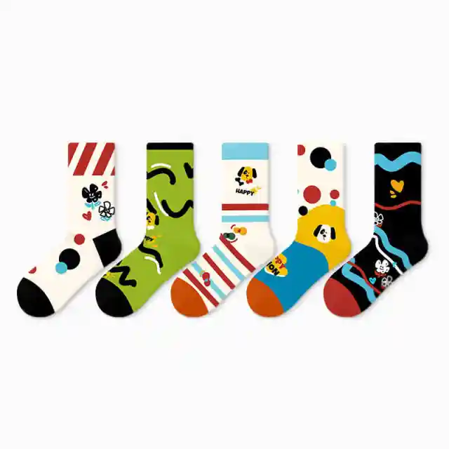 Cartoon Design Sense Spring And Autumn Stocking Cotton Dog Amusement Park 5Pcs - Shop at LoveMi