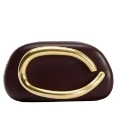 European And American Classic Round Box Clutch Dinner Bag Mini Bag - Brown - View 1