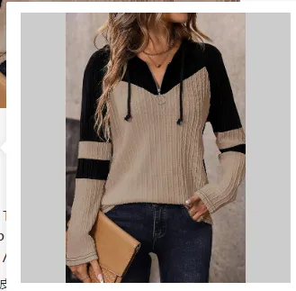 Europe And America Cross Border T shirt For Women Autumn Camel - Shop at LoveMi