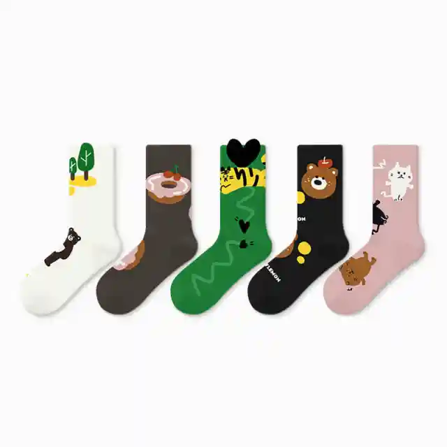 Cartoon Design Sense Spring And Autumn Stocking Cotton Animal Forest 5Pcs - Shop at LoveMi