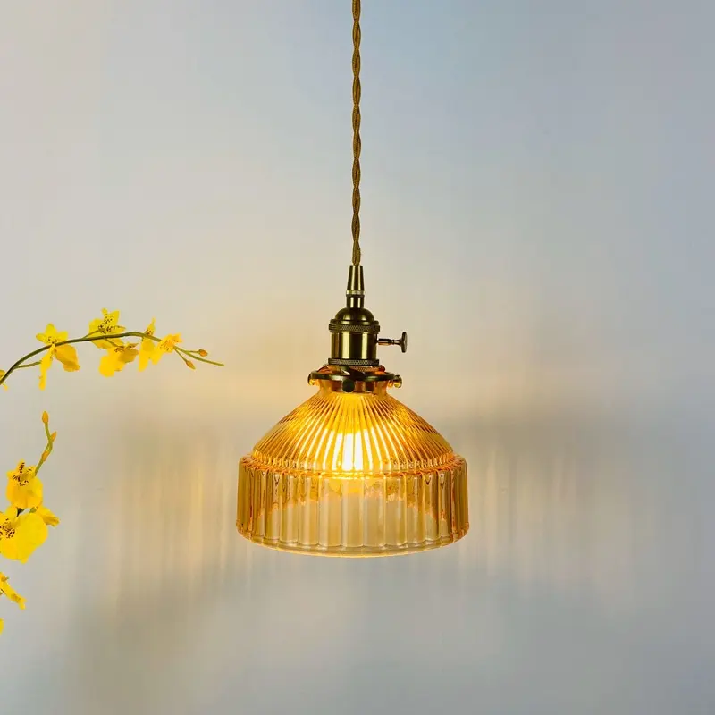 Nordic Retro Brass Glass Chandelier