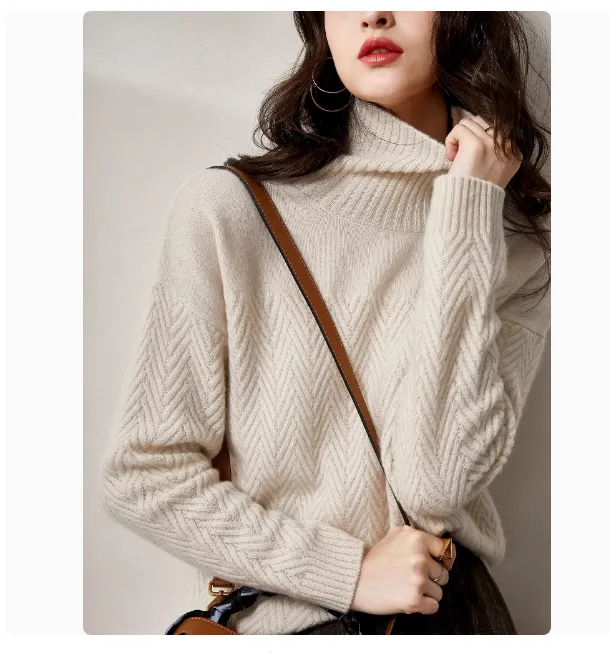 Women's Turtleneck Cashmere Sweater Thickened - Green Velvet