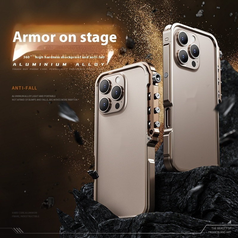 Anti-fall Armor Phone Case Suitable For Heat Dissipation 15PRO MAX Aluminum Alloy Frame 16PRO Metal Protective Cover