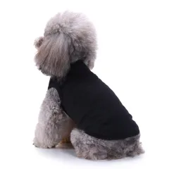 Small Dog Springsummer Thin Pullover Hooded T-shirt - Black Vest - View 1