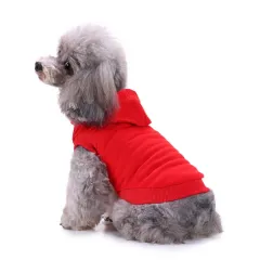Small Dog Springsummer Thin Pullover Hooded T-shirt - Red Hooded - View 1