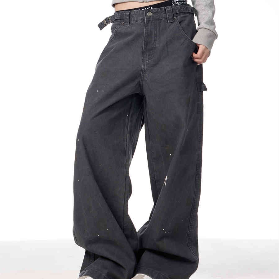Women's Niche Design Wide leg Pants Dark Gray - Shop at LoveMi