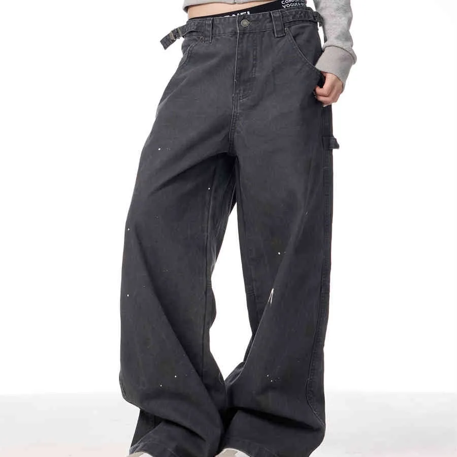 Women's Niche Design Wide-leg Pants - Dark Gray