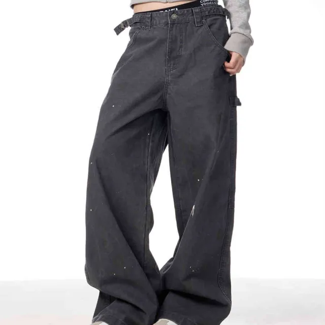 Women's Niche Design Wide leg Pants Dark Gray - Shop at LoveMi