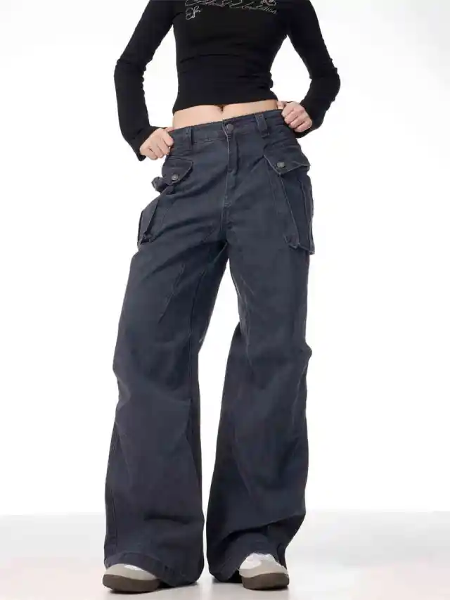 Fall Winter Overalls American Retro Washed Dark Gray - Shop at LoveMi