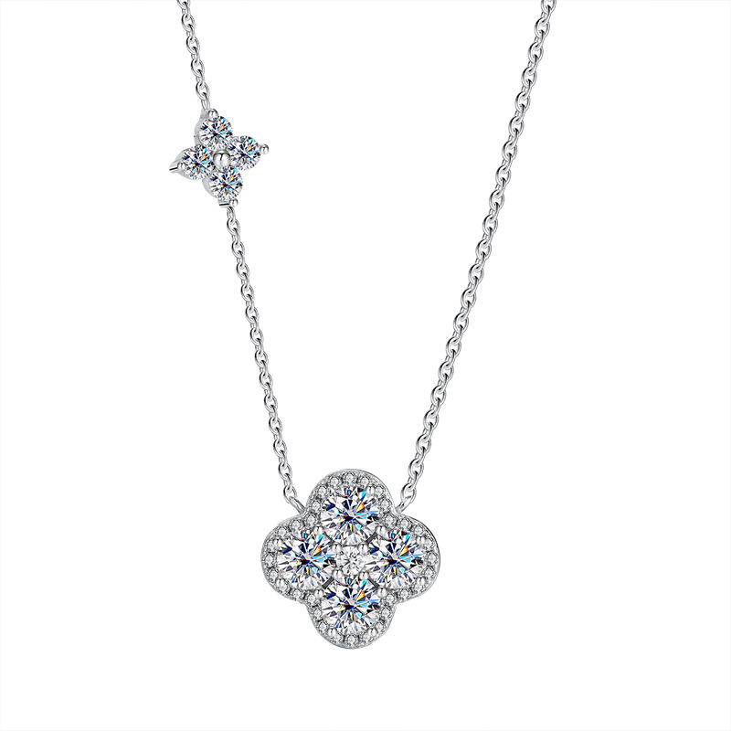 S925 Sterling Silver Diamond Necklace Women's Full Diamond Special Interest Light Luxury