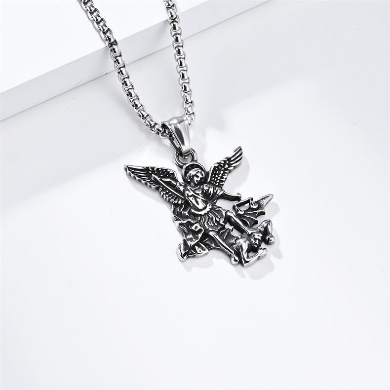 Simple Retro St Michael Archangel Necklace