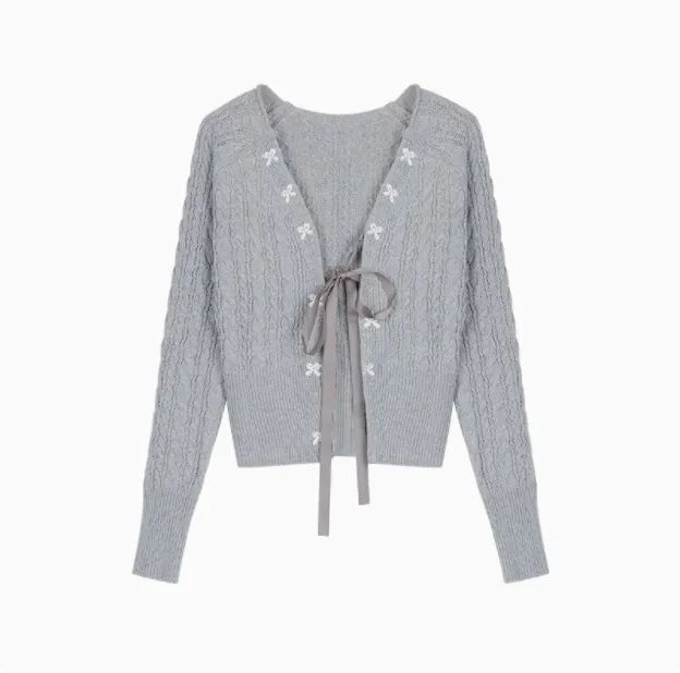 Women's Simple French First Love White Suspender Dress Short Skirt Gray Cardigan - Shop at LoveMi
