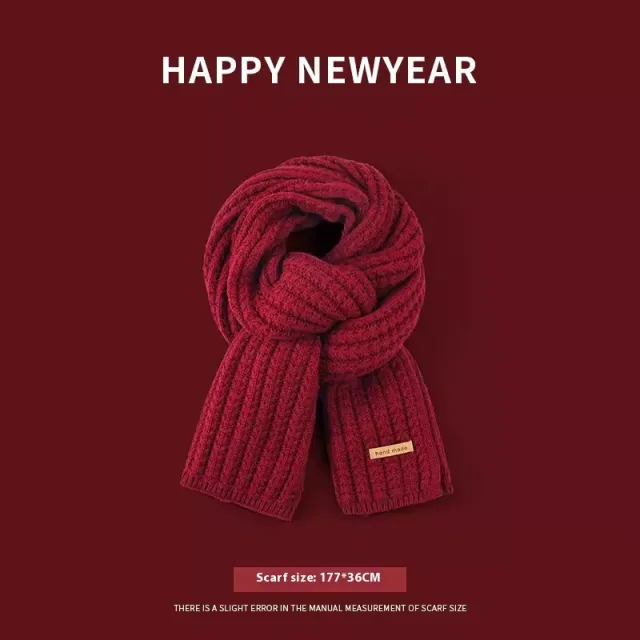 Short Knitted Handmade Small Scarf Women Solid Color Red - Shop at LoveMi