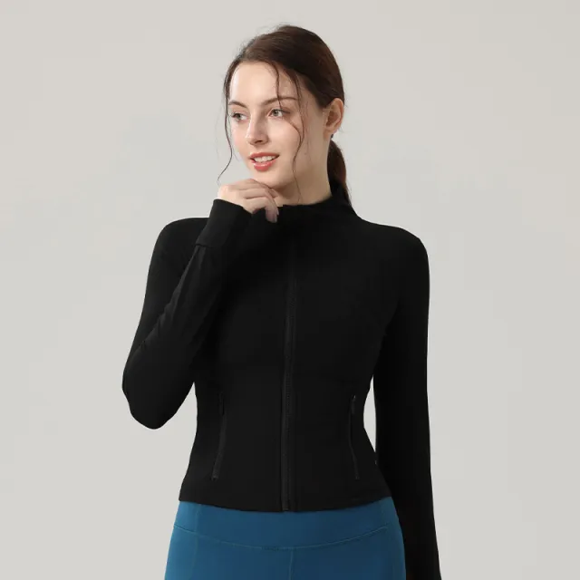 Spring And Summer Thin Double sided Brushed Slim Fit Stretch Stand Collar Jacket Black - Shop at LoveMi