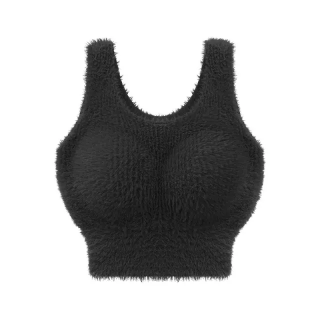 Fleece lined Thickened Fleece Camisole Thermal Vest Black Short - Shop at LoveMi