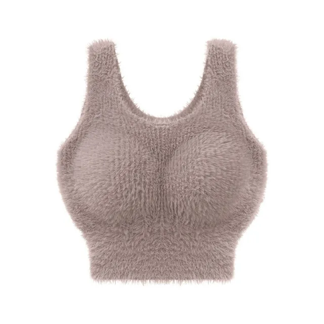 Fleece lined Thickened Fleece Camisole Thermal Vest Coffee Short - Shop at LoveMi