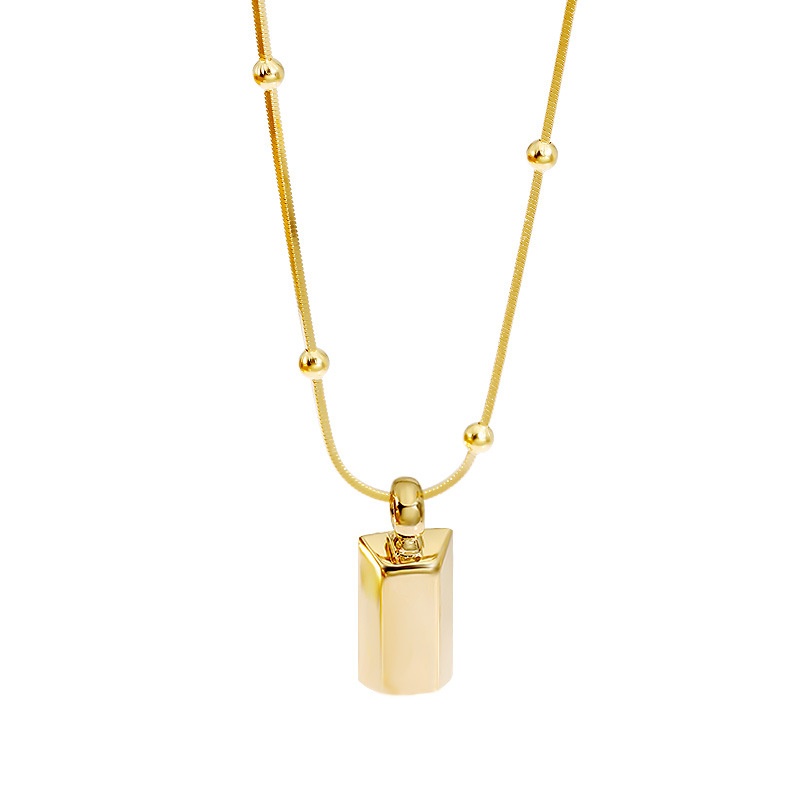 925 Sterling Silver Gold Plated Gold Brick Pendant Necklace