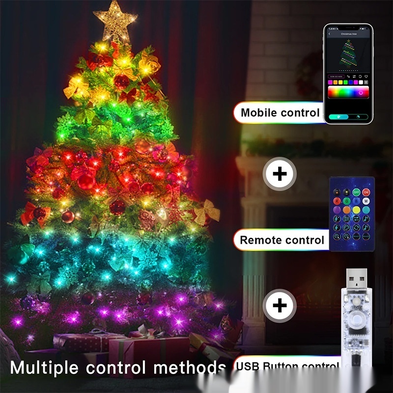 5v Rubber-covered Wire String USB Bluetooth Christmas Tree Ambience Light – 20 M 200 Lamp