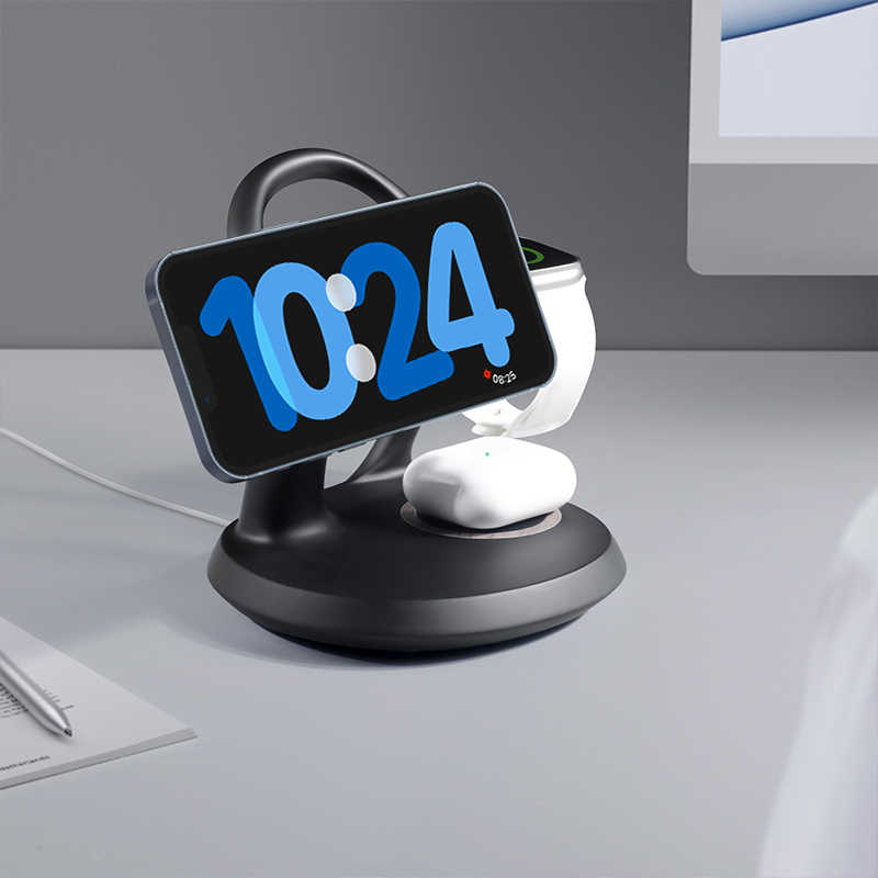 Creative Magnetic Wireless Charging Three-in-one Mobile Phone Holder