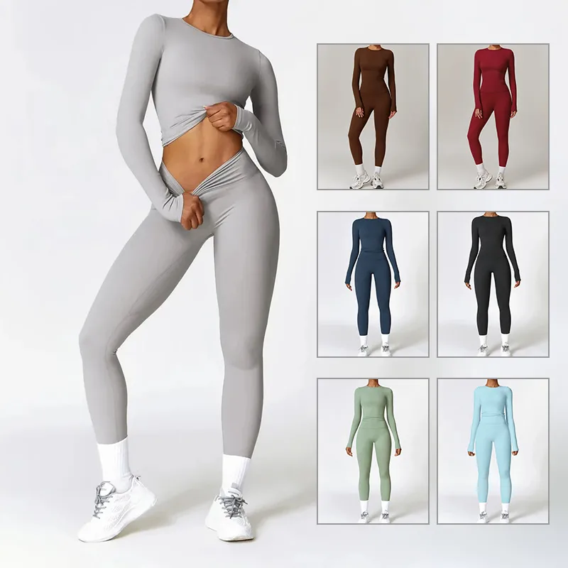 Tight-fitting Brushed Yoga Suit Quick-drying Fitness Clothes Long Sleeve