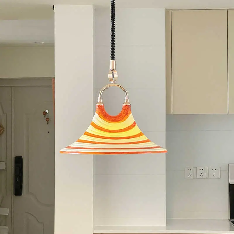 Striped Painted Art Horn Chandelier Retractable Bedside