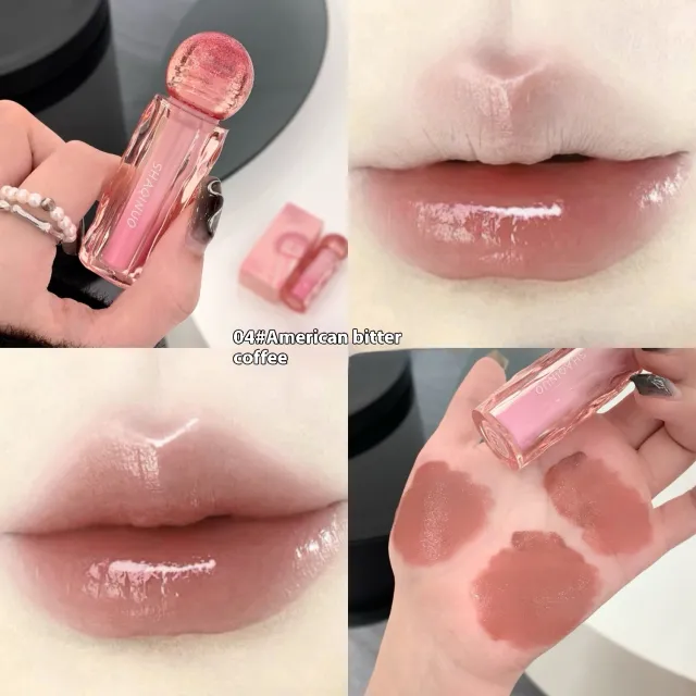 Light Bare Permeable Light Lip Lacquer Mirror Moisturizing Lip Gloss 04 American Bitter Coffee - Shop at LoveMi