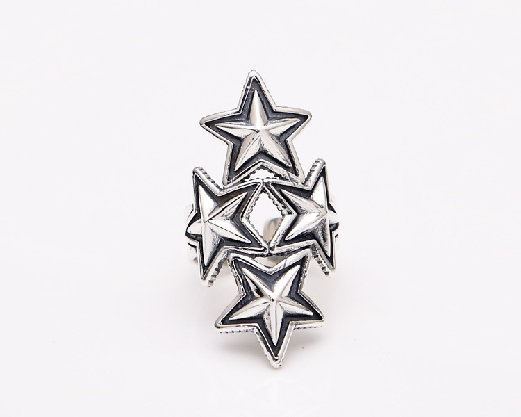 S925 Sterling Silver Pentagram Ring Four-star Simple