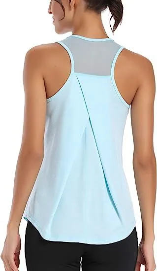 I-shaped Vest Mesh Yoga Sports Running Vest Sleeveless Workout Clothes - Light Blue