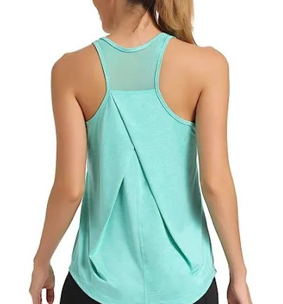 I shaped Vest Mesh Yoga Sports Running Vest Sleeveless Workout Clothes Lake Blue - Shop at LoveMi