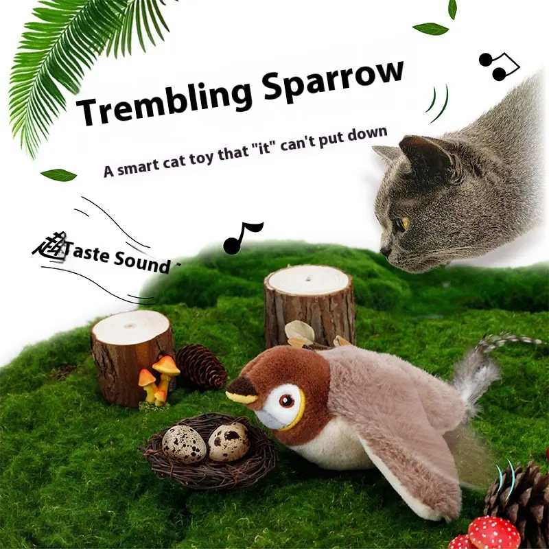 Interactive Cat Plush Toys For Indoor Cats Automatic Flapping Bird