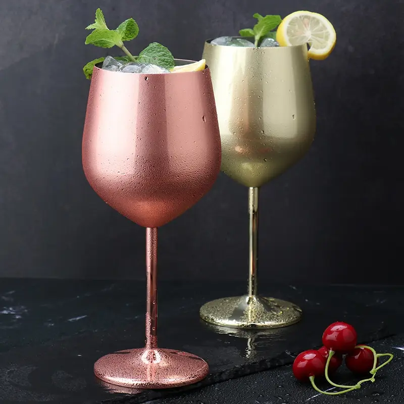500ml Creative Single-layer High-leg Drop-resistant Copper-plated Wine Glass